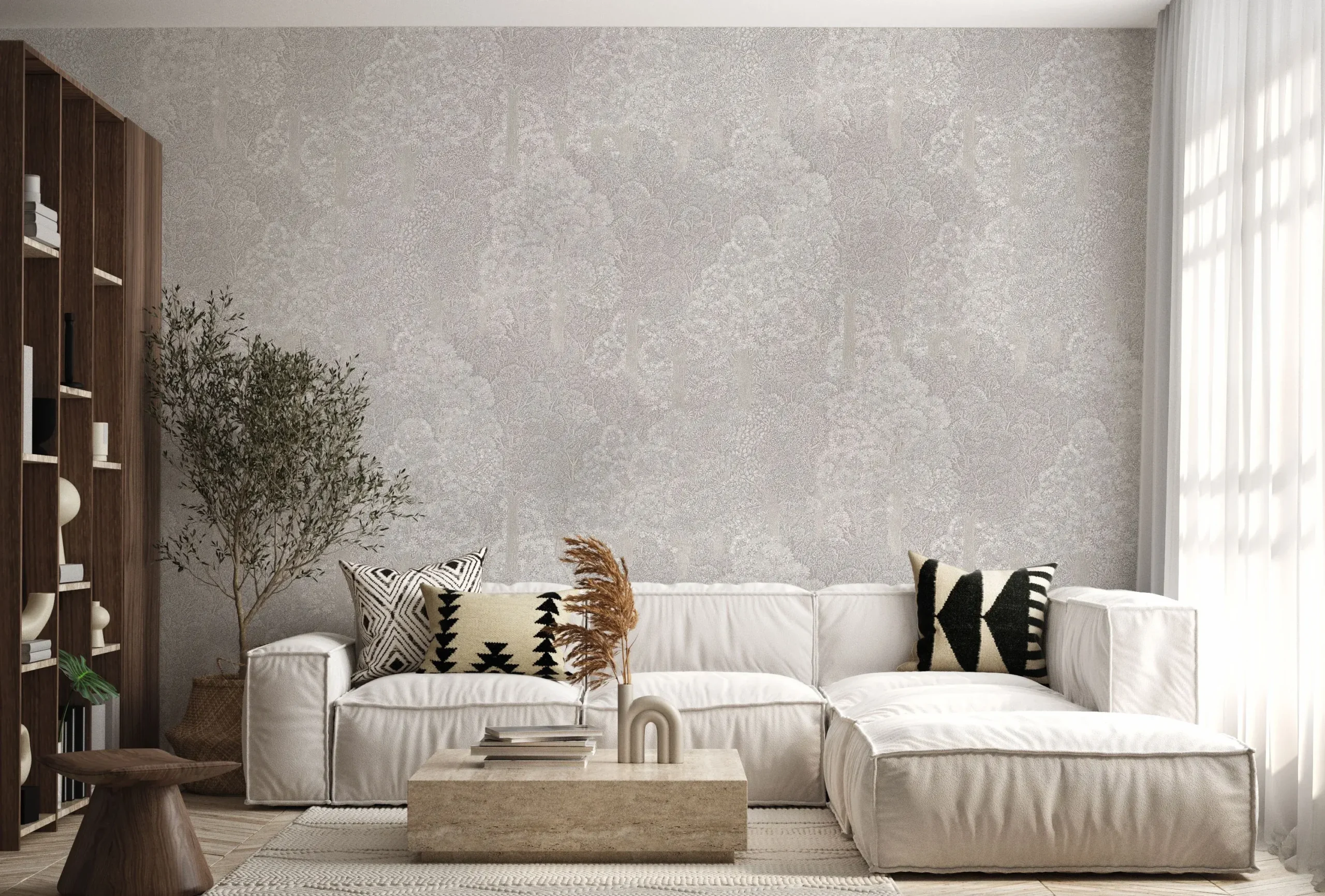 Gray Embossed Wallpaper – Glittering Accents (24107-1)